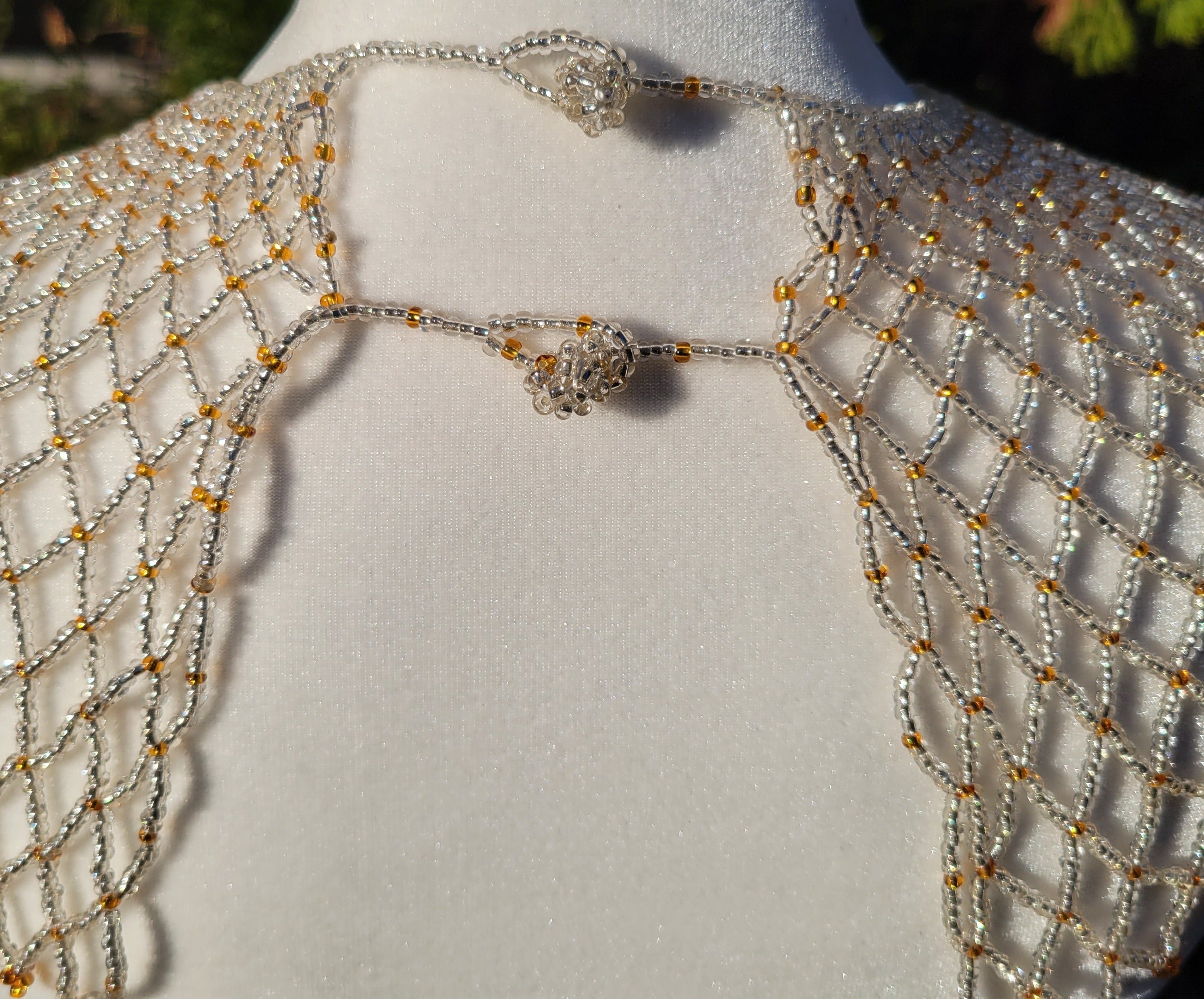 Clear Beaded Collar Necklace