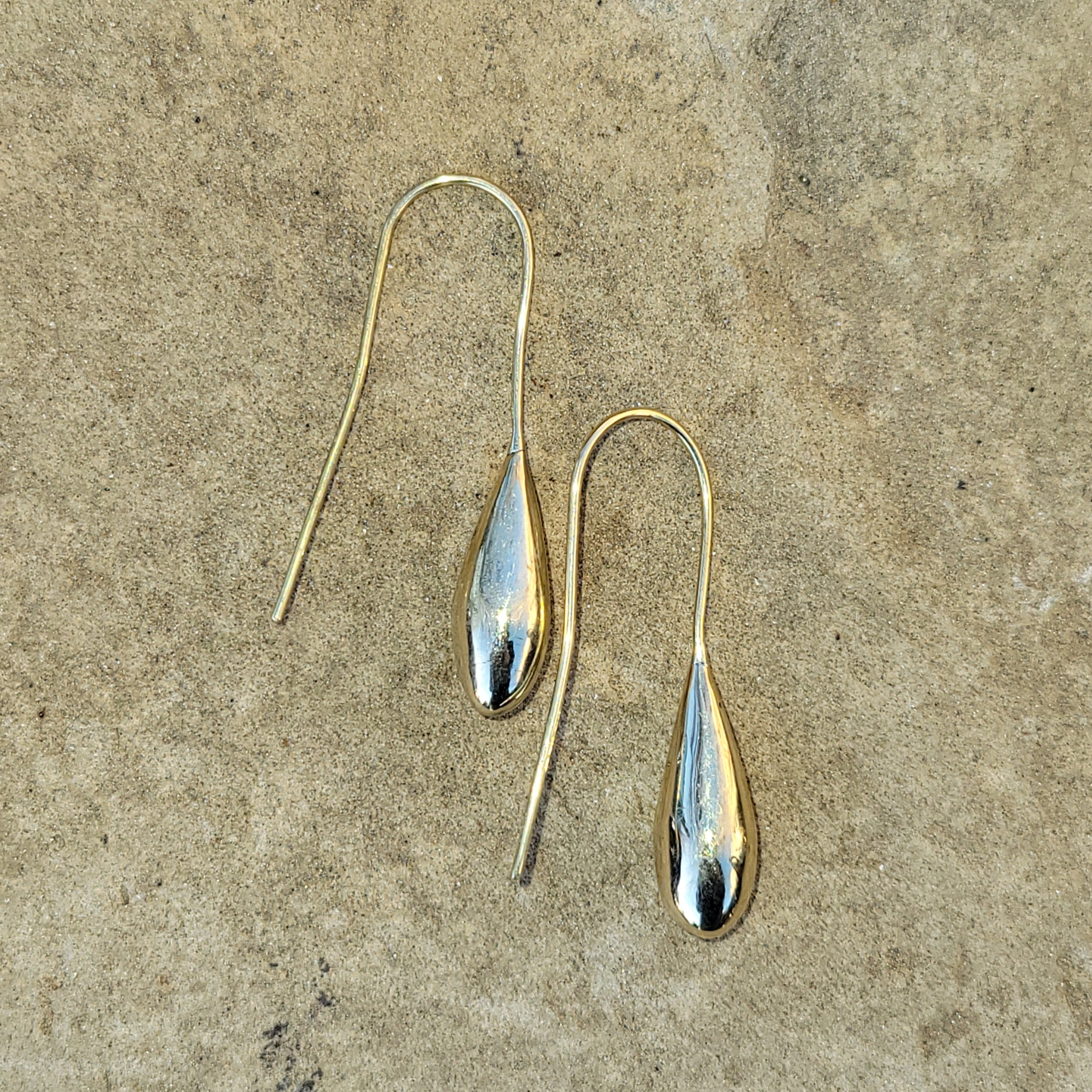 Raindrop Threader Brass Earrings