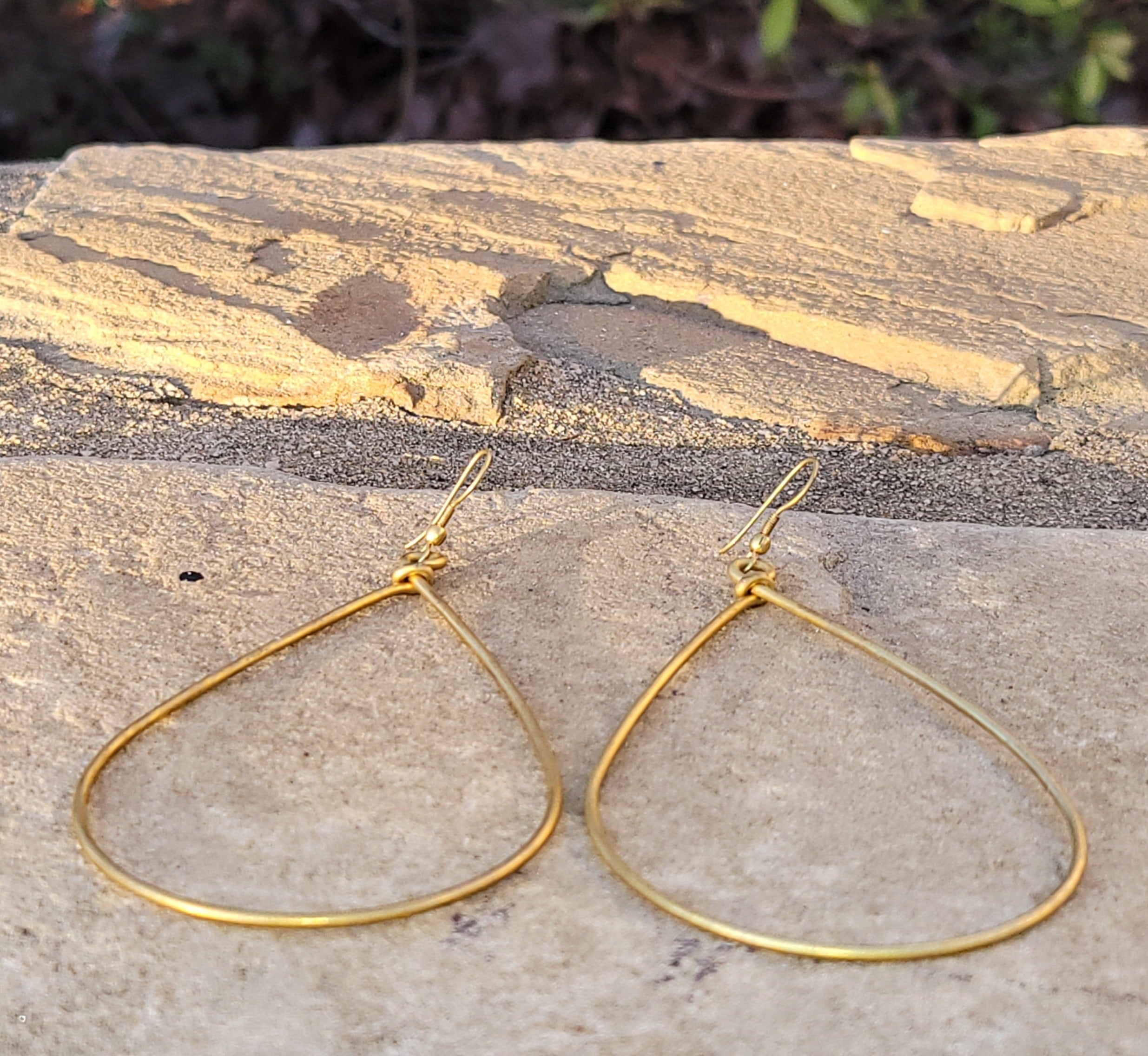 Large Teardrop Brass Earrings