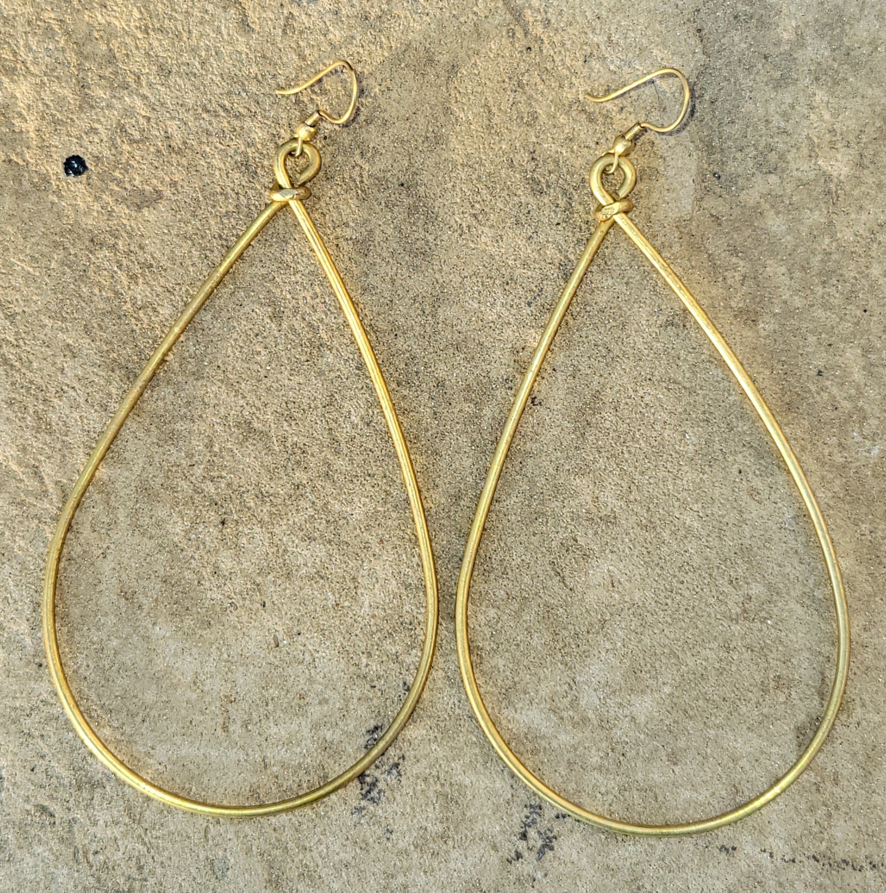 Large Teardrop Brass Earrings