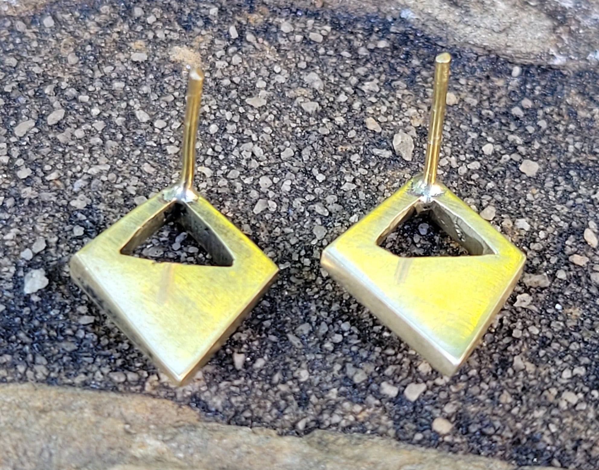 Open Diamond Stud Brass Earrings