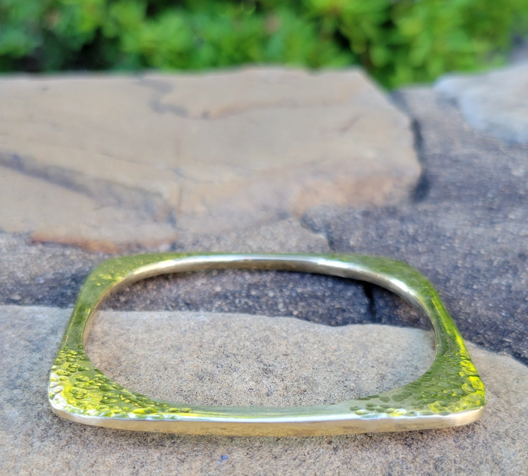 Hammered Square Brass Bracelet