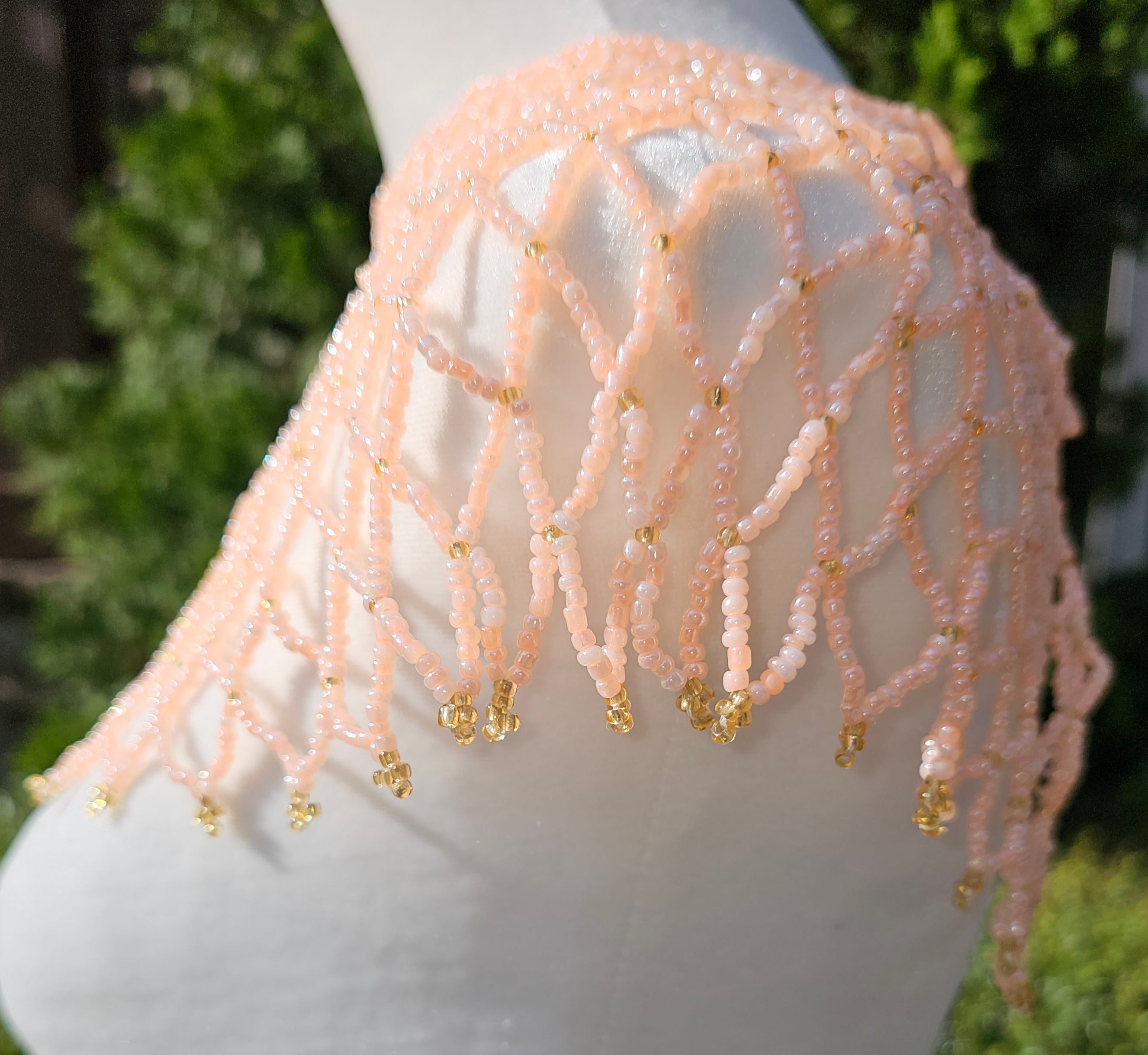 Soft Pink Beaded Collar Necklace