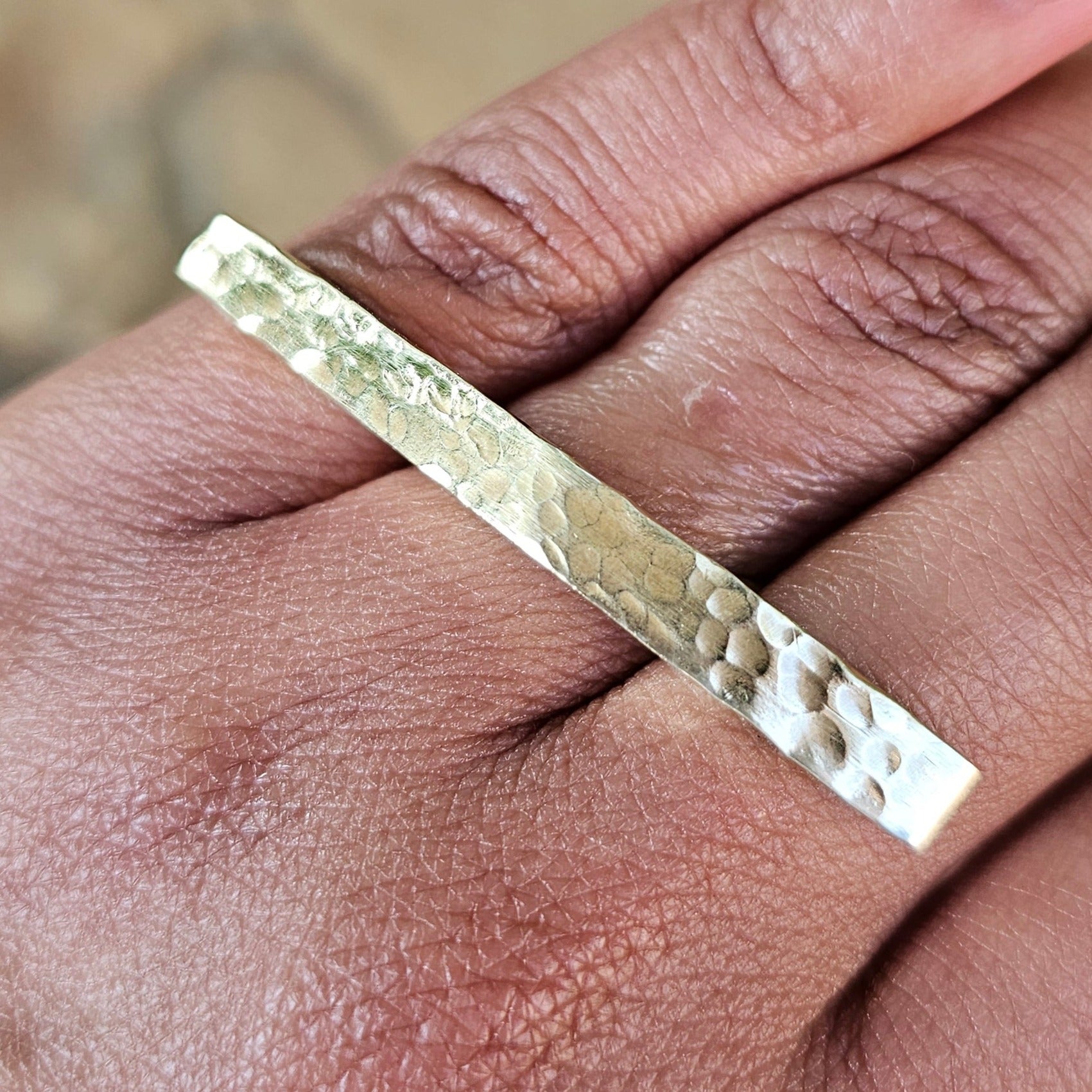 Hammered Bar Adjustable Brass Ring