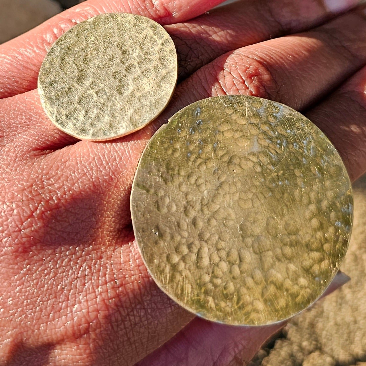 Small Hammered Circle Adjustable Brass Ring