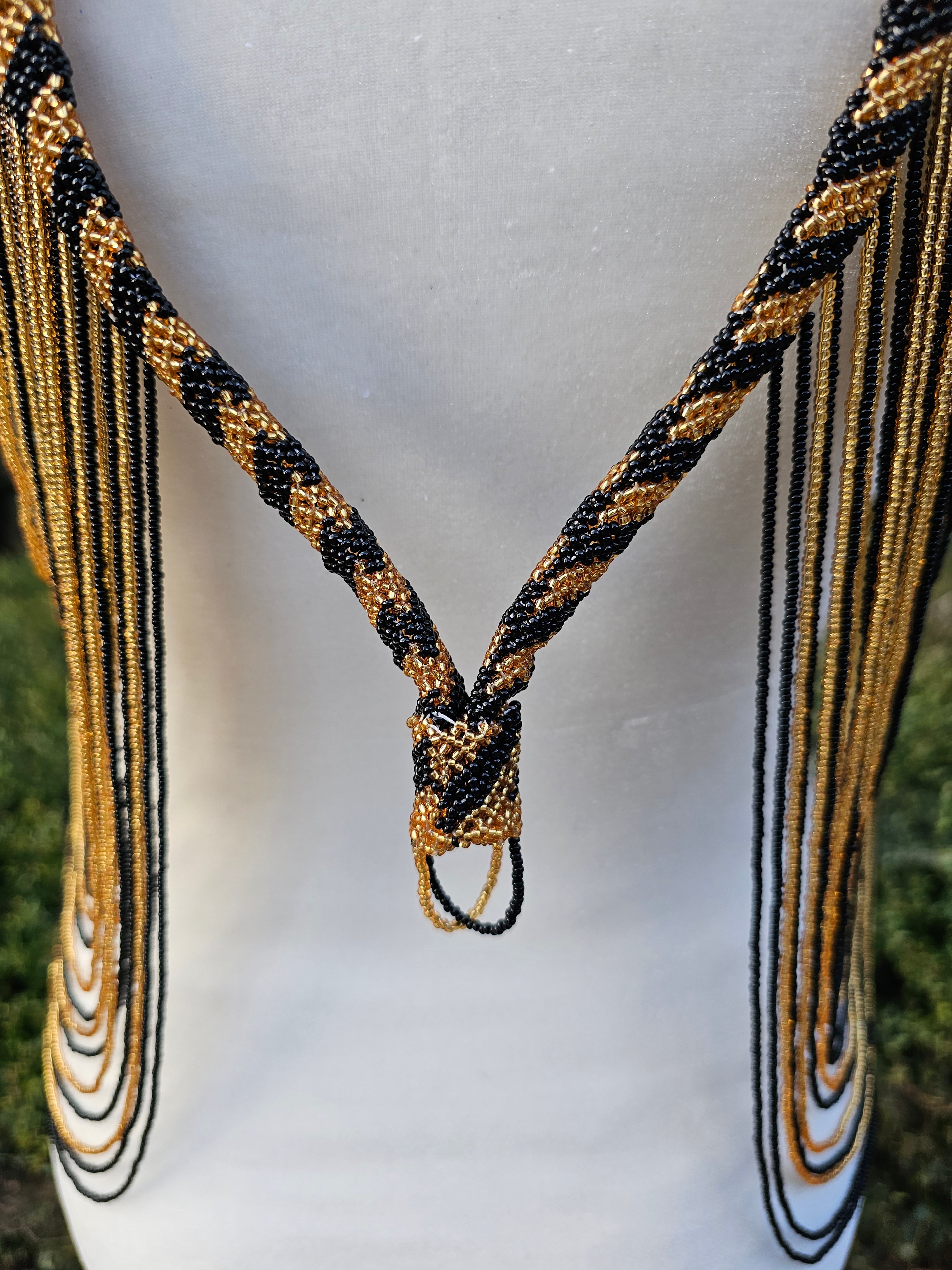 Gold & Black Cascading Body Necklace