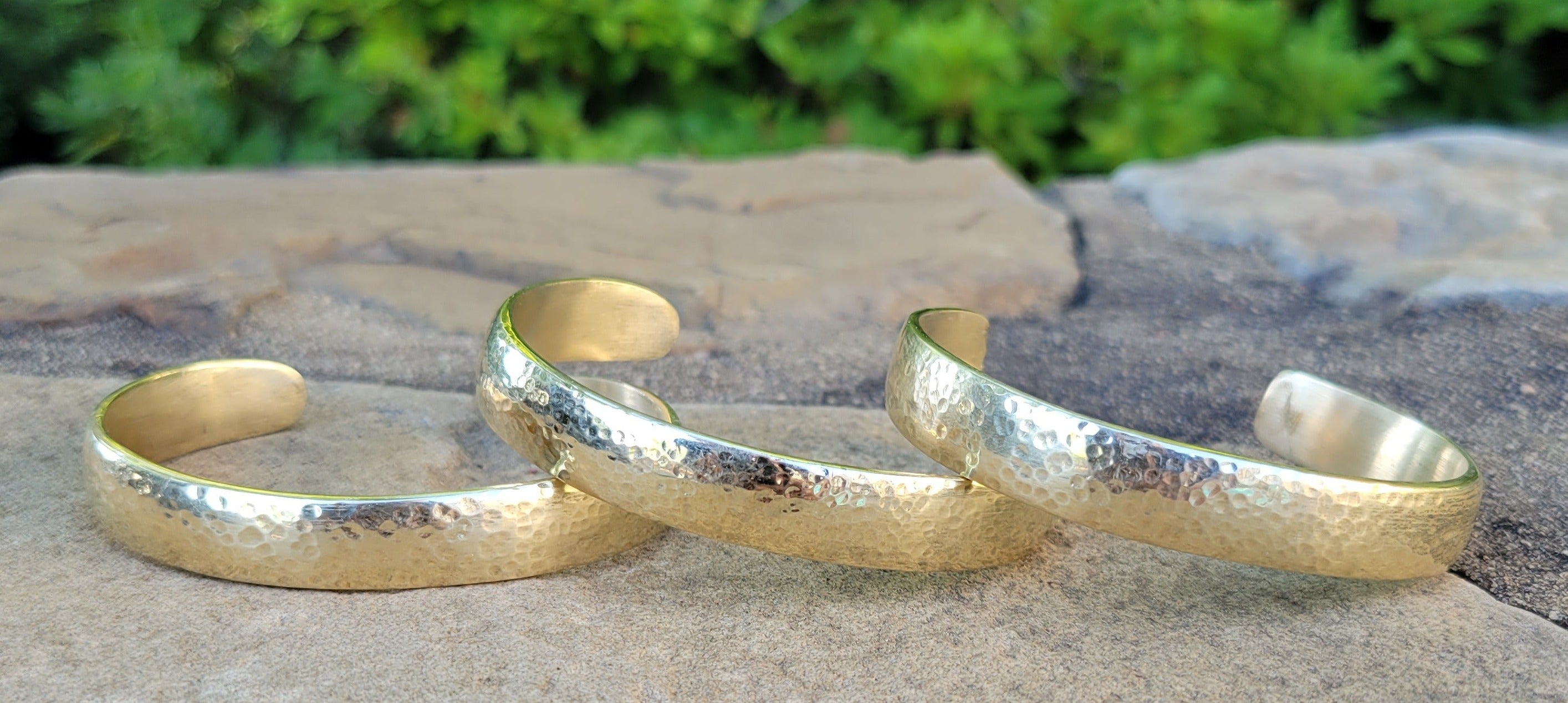 Hammered Open Unisex Brass Bracelet