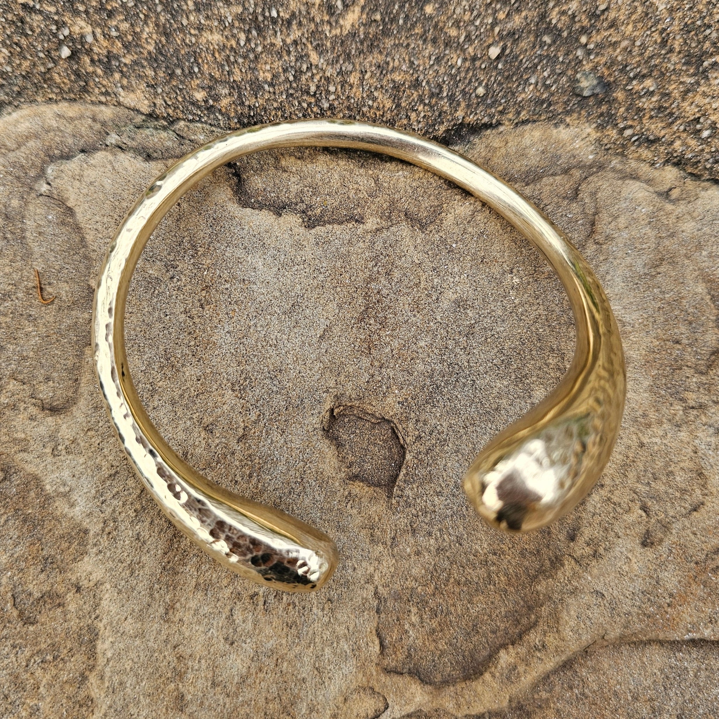 Hammered Infinity Interrupted Unisex Brass Bracelet