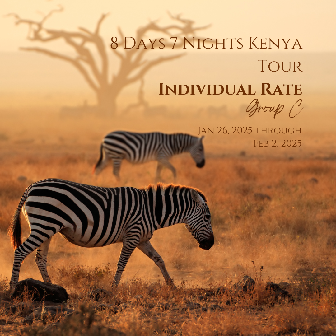 8 Days 7 Nights Kenya Tour Group C / Individual Rate (Jan 26, 2025 through Feb 2, 2025)