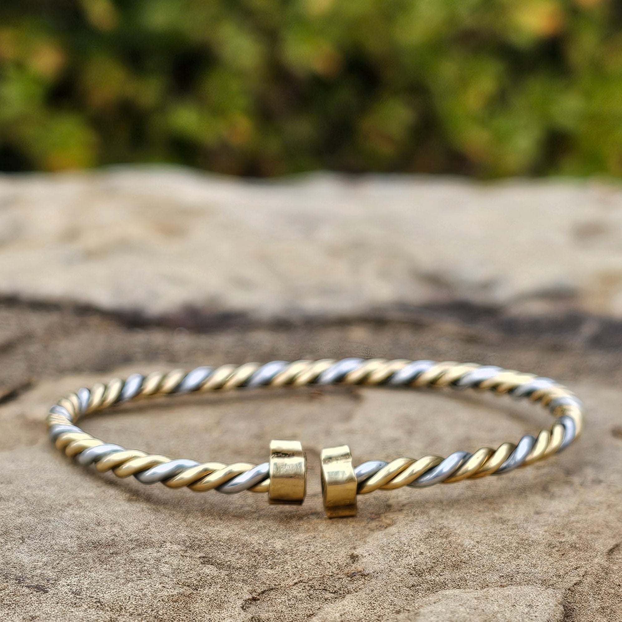 Thin Twist Brass & Aluminum Unisex Bracelet