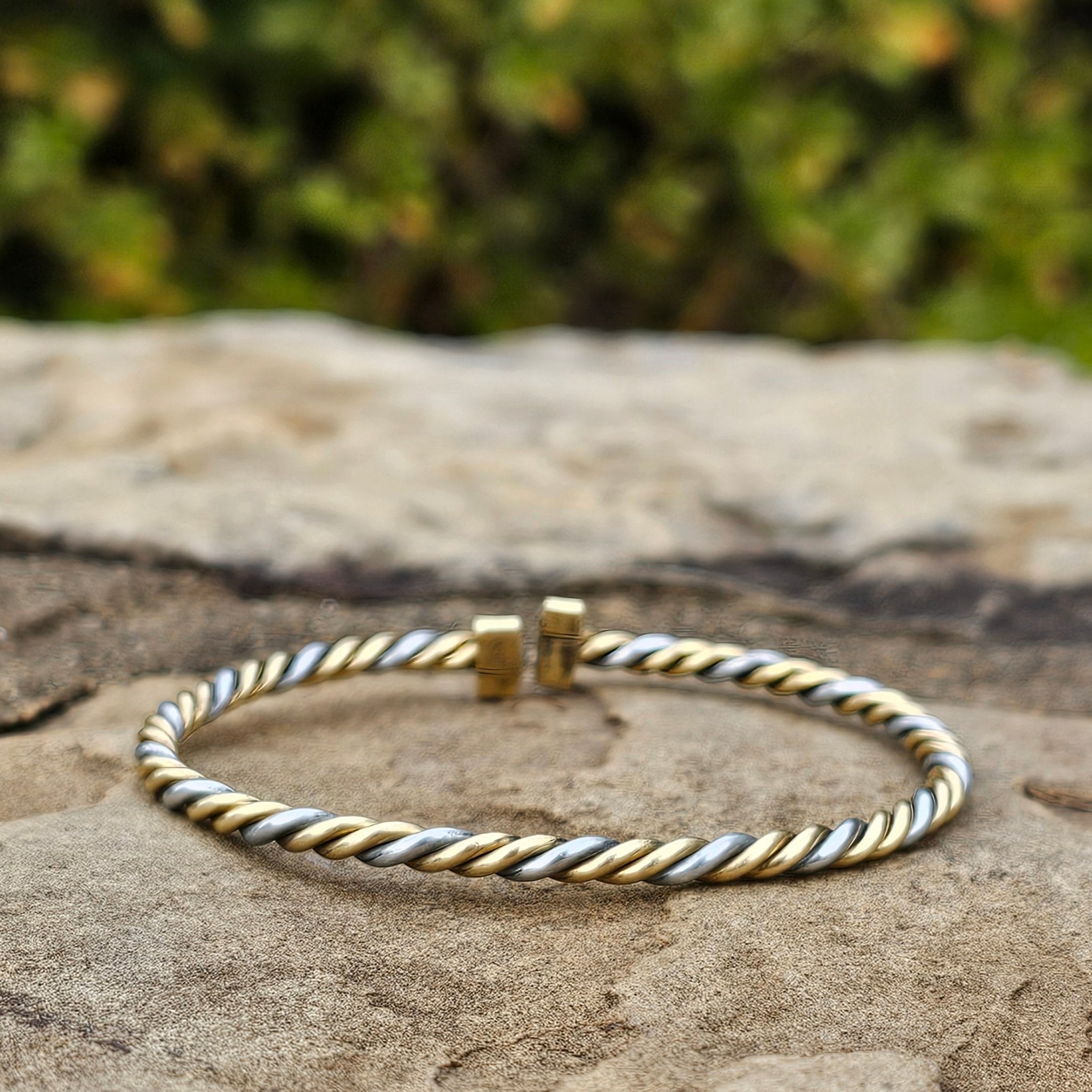 Thin Twist Brass & Aluminum Unisex Bracelet