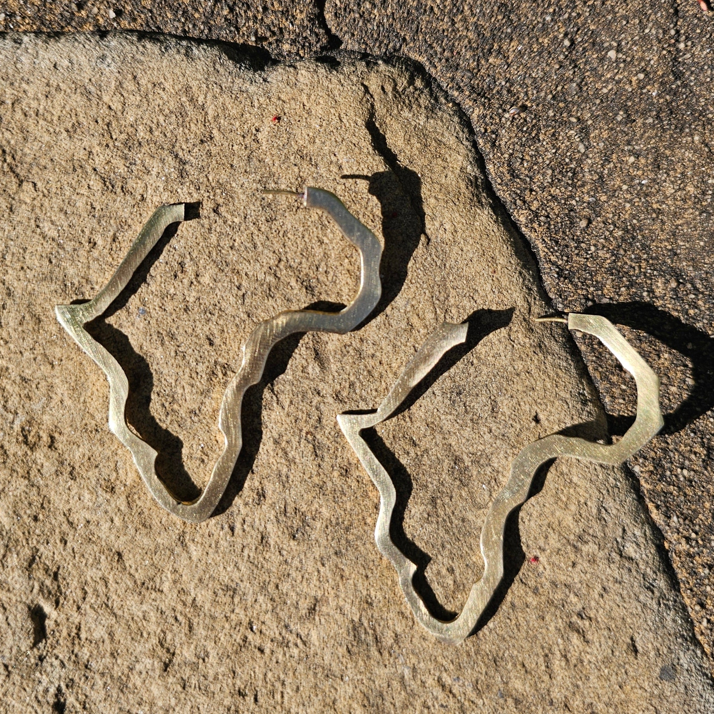 Large Open Motherland Brass Earrings