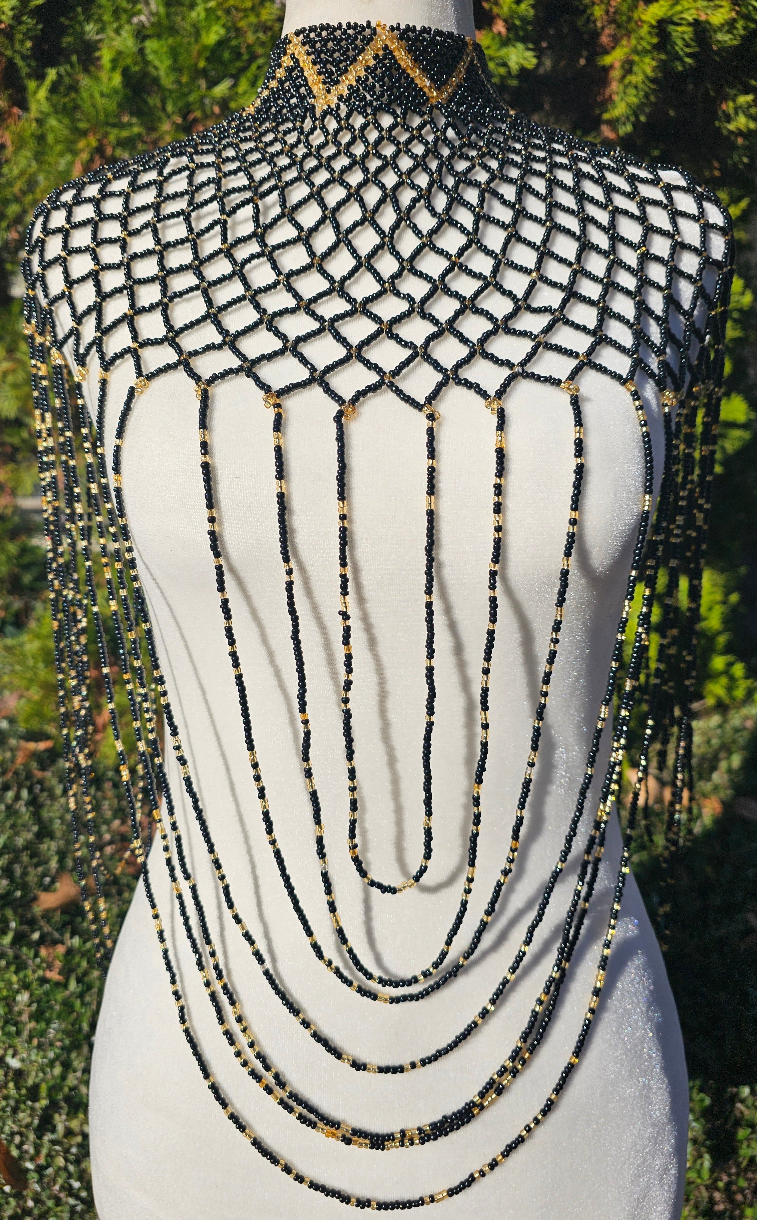 Black & Light Gold Body Necklace