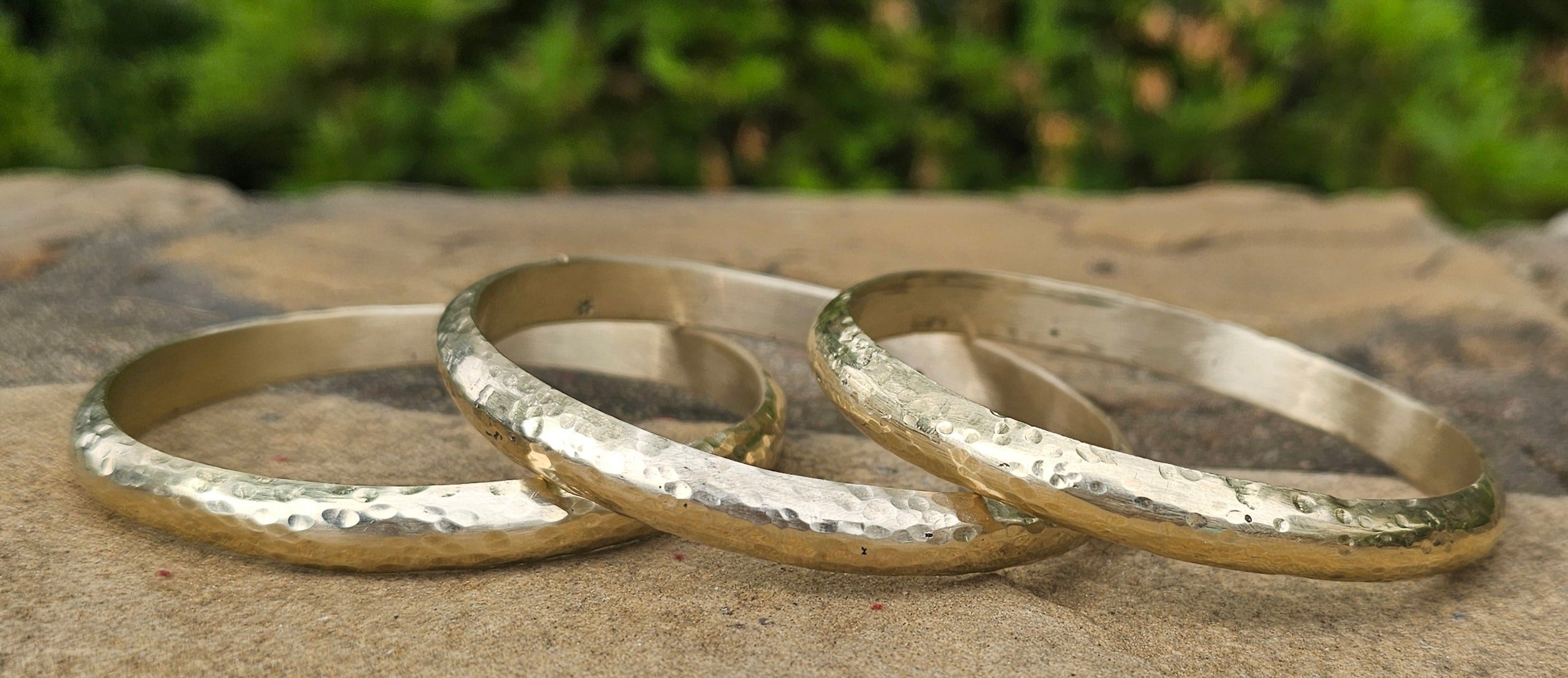 Hammered Raised Unisex Brass Bracelet