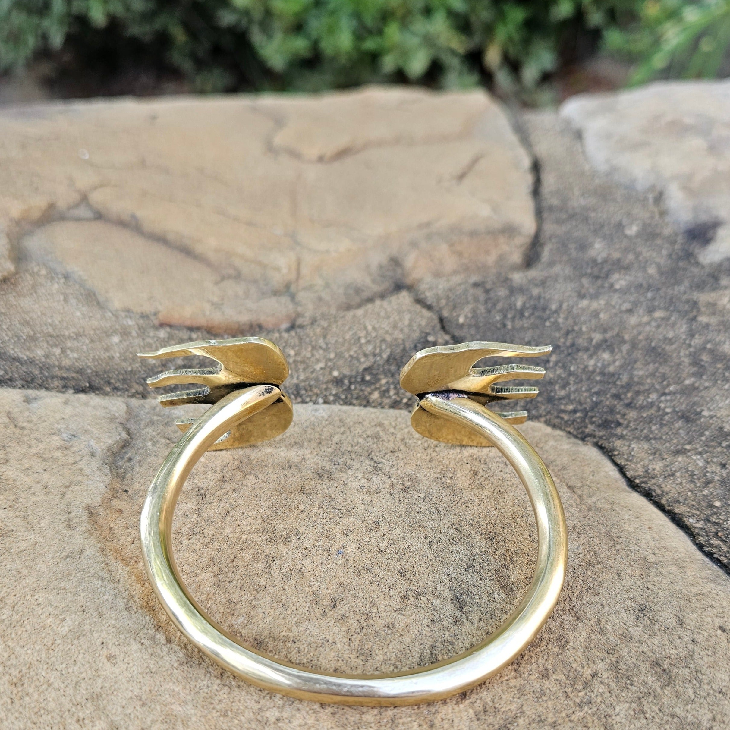 Double Abstract Elephant Brass Bracelet