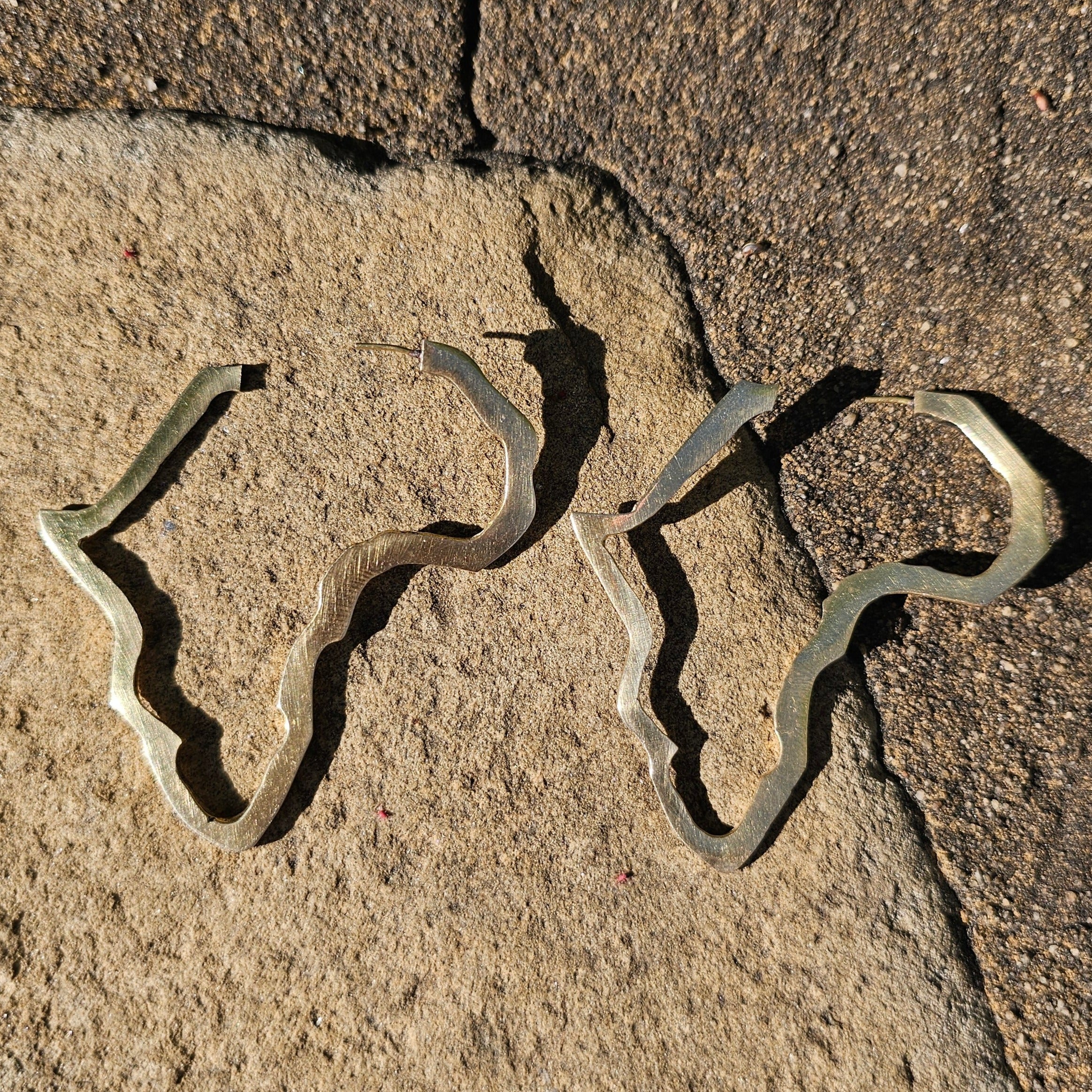 Large Open Motherland Brass Earrings