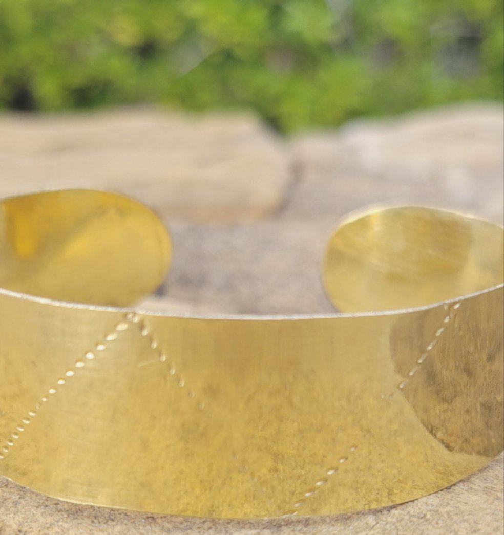 Tribal Stamped Unisex Brass Bracelet