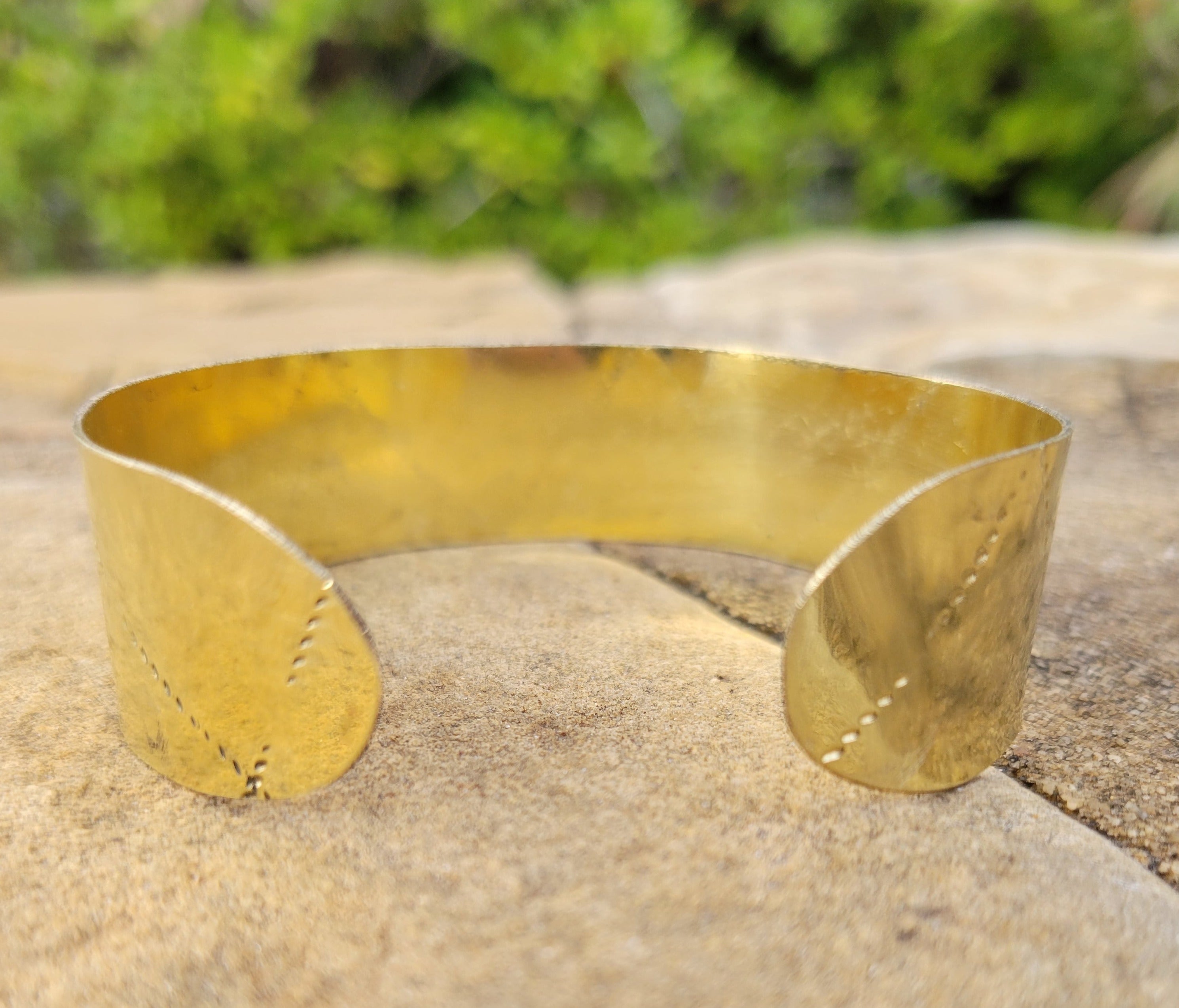 Tribal Stamped Unisex Brass Bracelet