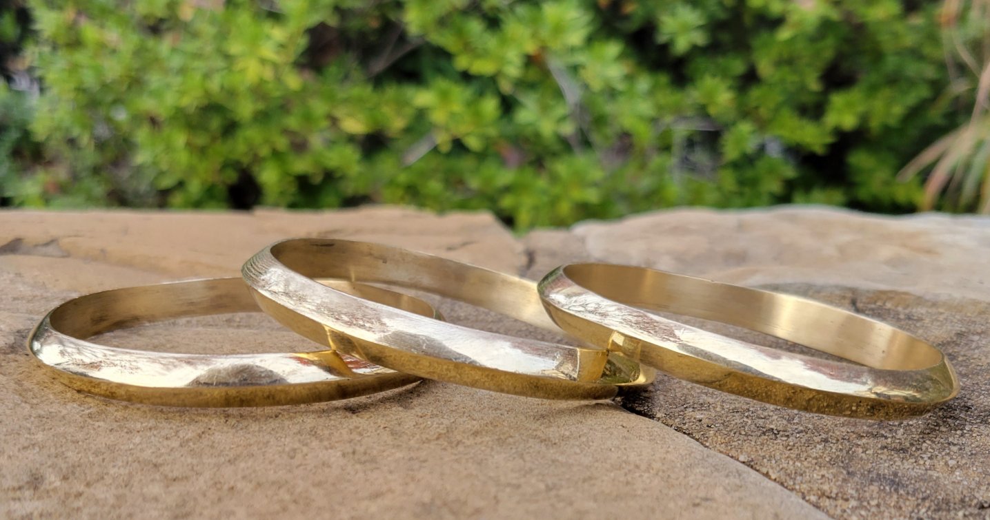 Raised Unisex Brass Bangle