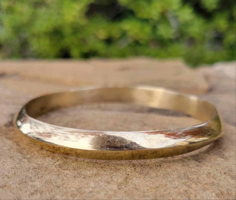 Raised Unisex Brass Bangle