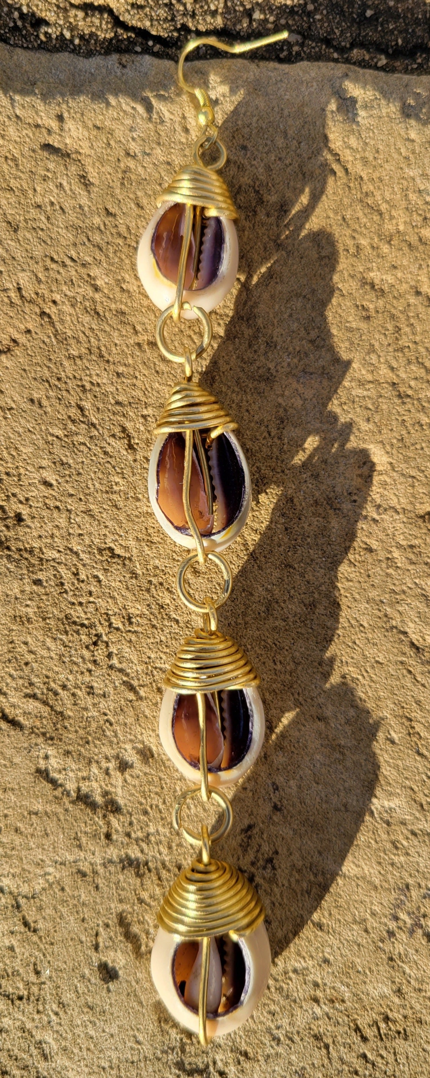 Linear Cowrie Shell Earrings