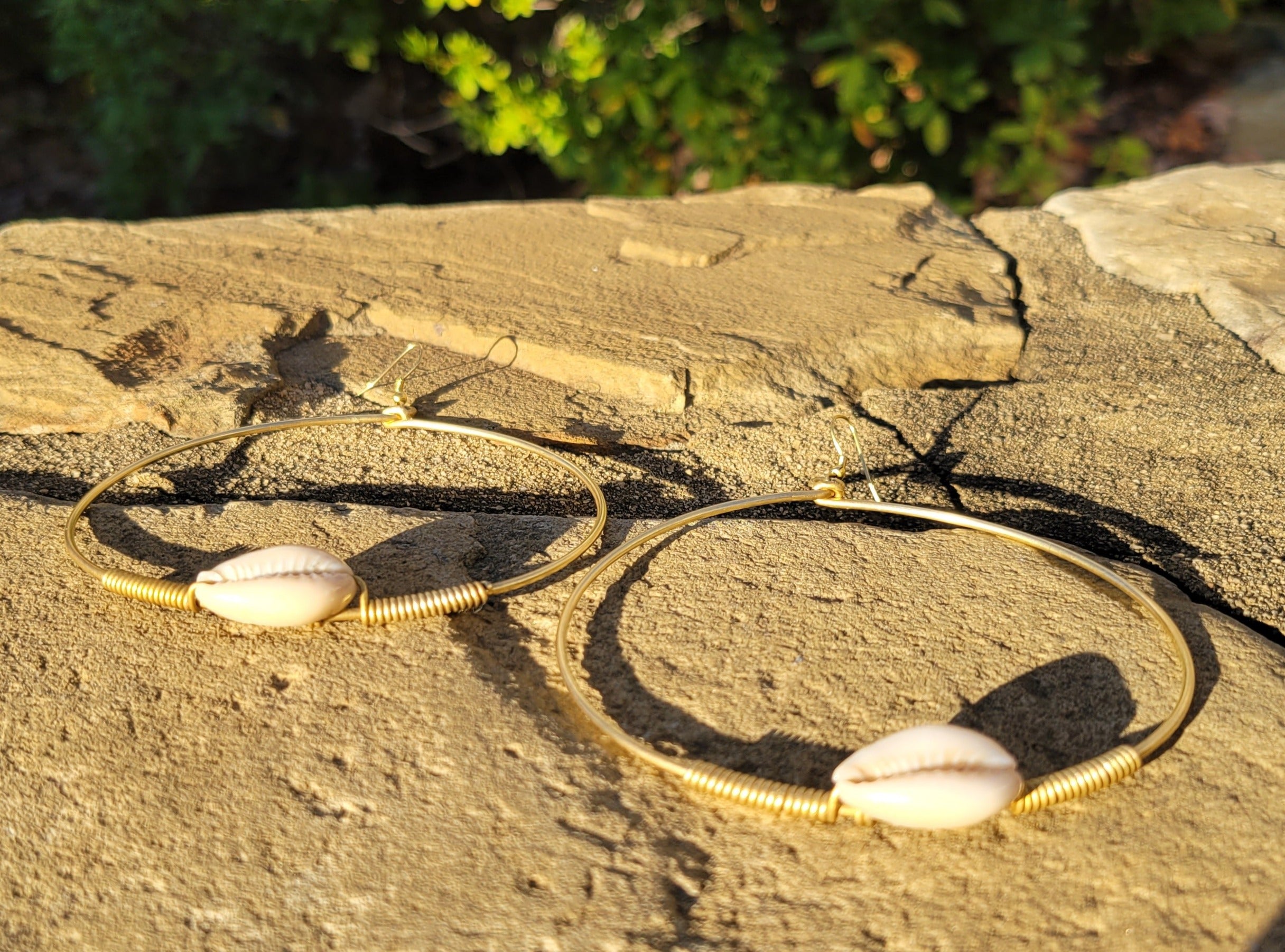 Single Cowrie Shell Hoop Earrings