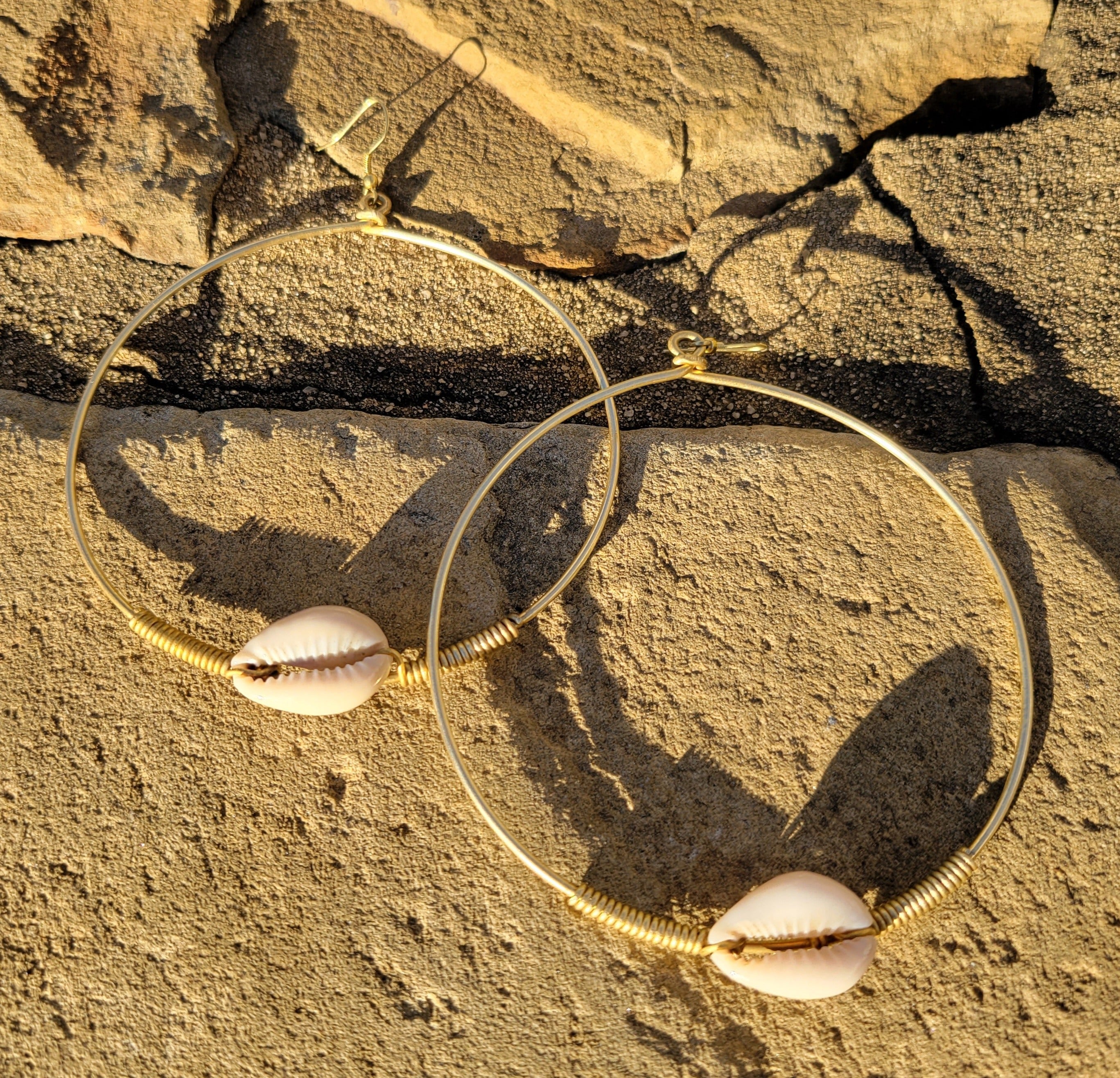 Single Cowrie Shell Hoop Earrings