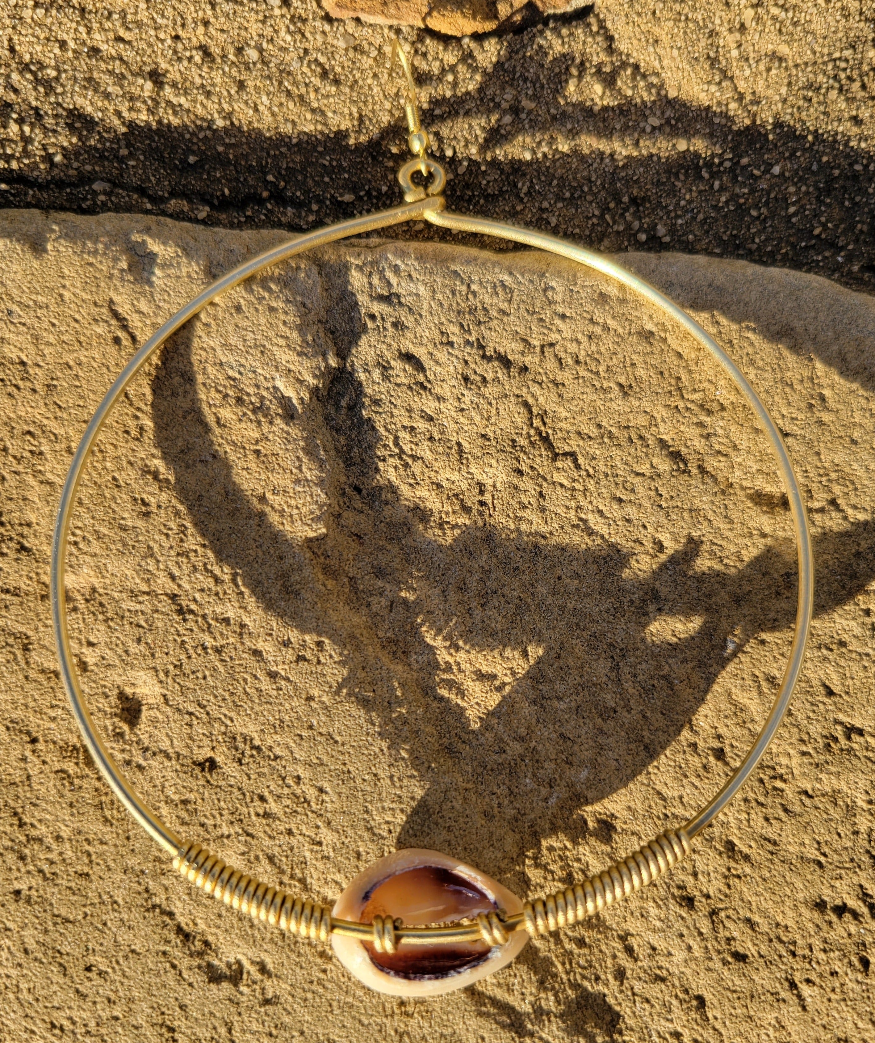 Single Cowrie Shell Hoop Earrings