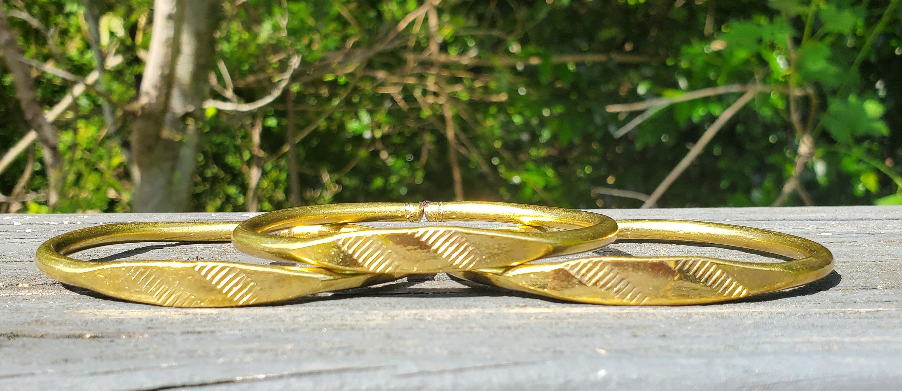 Etched Unisex Brass Bracelet